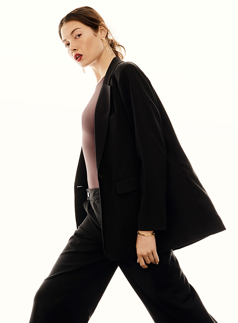 Icône Black Oversized single-button blazer for women
