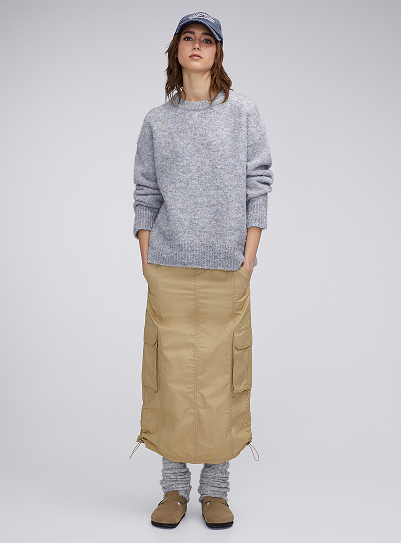 Twik Khaki/Sage/Olive Cargo-pocket parachute midi skirt <b>Self-Care collection</b> for women