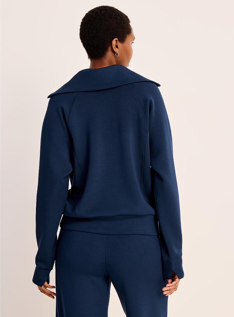 Spanx Navy/Midnight Blue AirEssentials<sup>&reg; </sup> zippered mock-neck sweatshirt for women