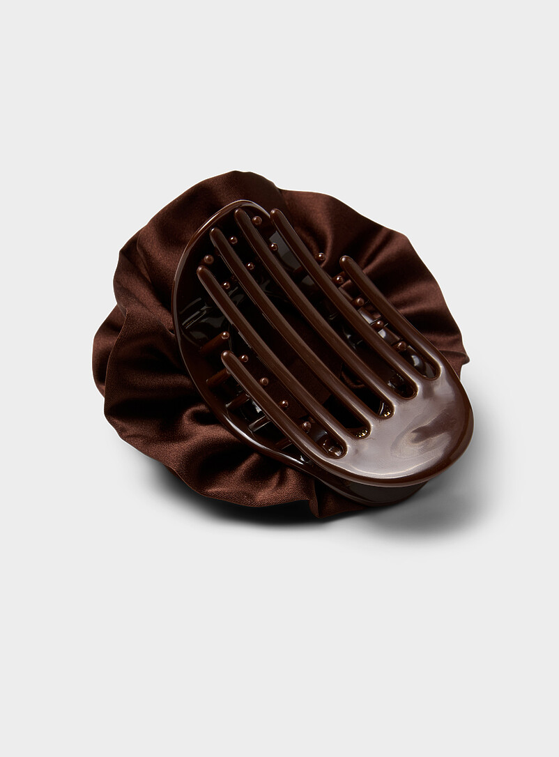 Kitsch: La pince ajour&eacute;e grandes dents fleur Noir pour femme