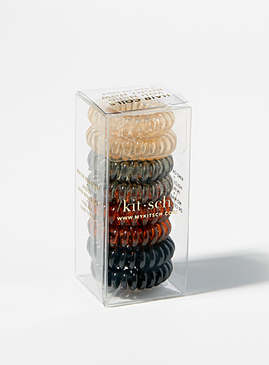 Small black recycled nylon hair ties Set of 20