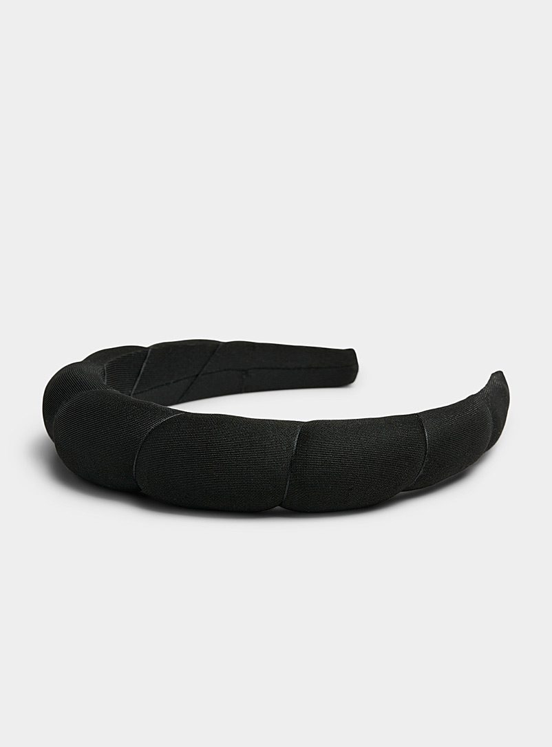 Kitsch Black Large recycled-fibre puffy headband for women