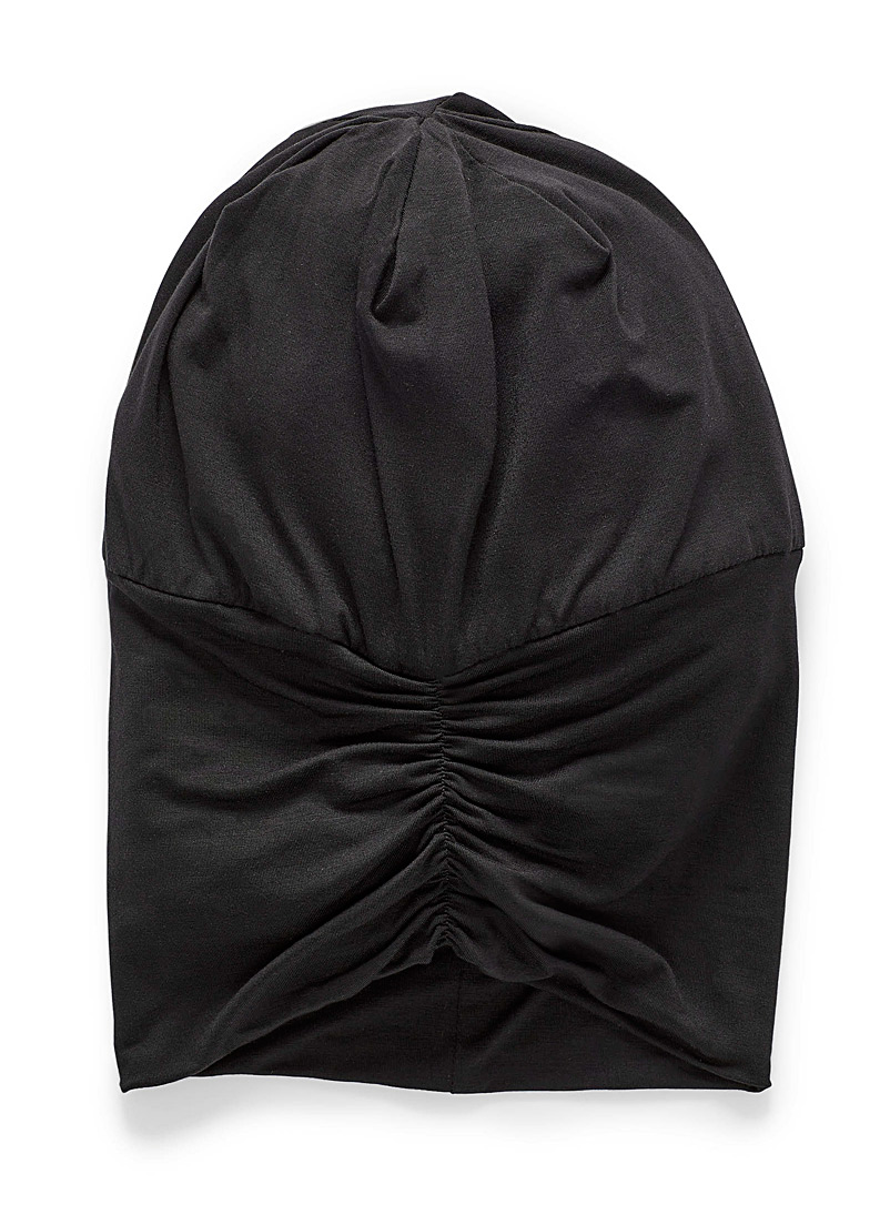 Kitsch Black Satin-lined sleep bonnet for women