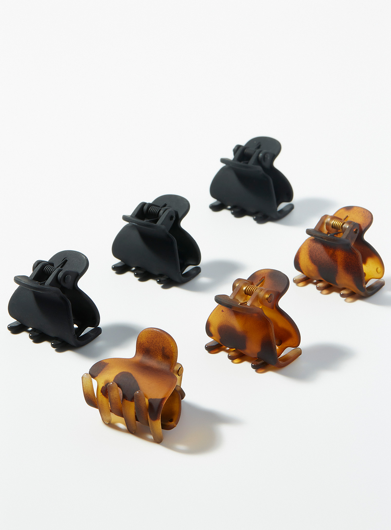 Shop Kitsch Neutral Recyclé Plastic Mini Clips Set Of 6 In Black