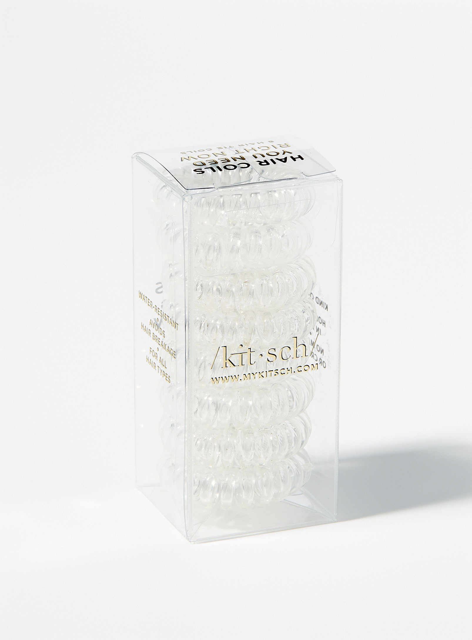 Kitsch Telephone Cord Mini Elastics Set Of 8 In Patterned White