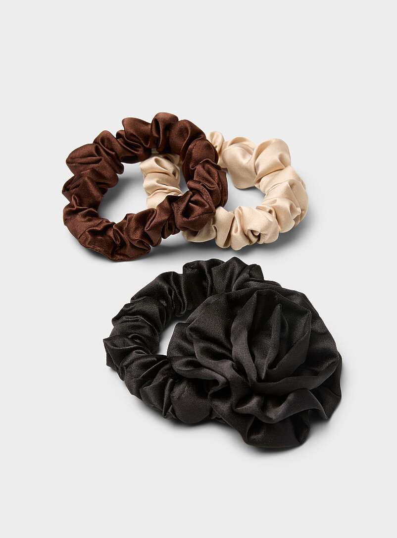 Flower Satiny Scrunchies Set Of 3