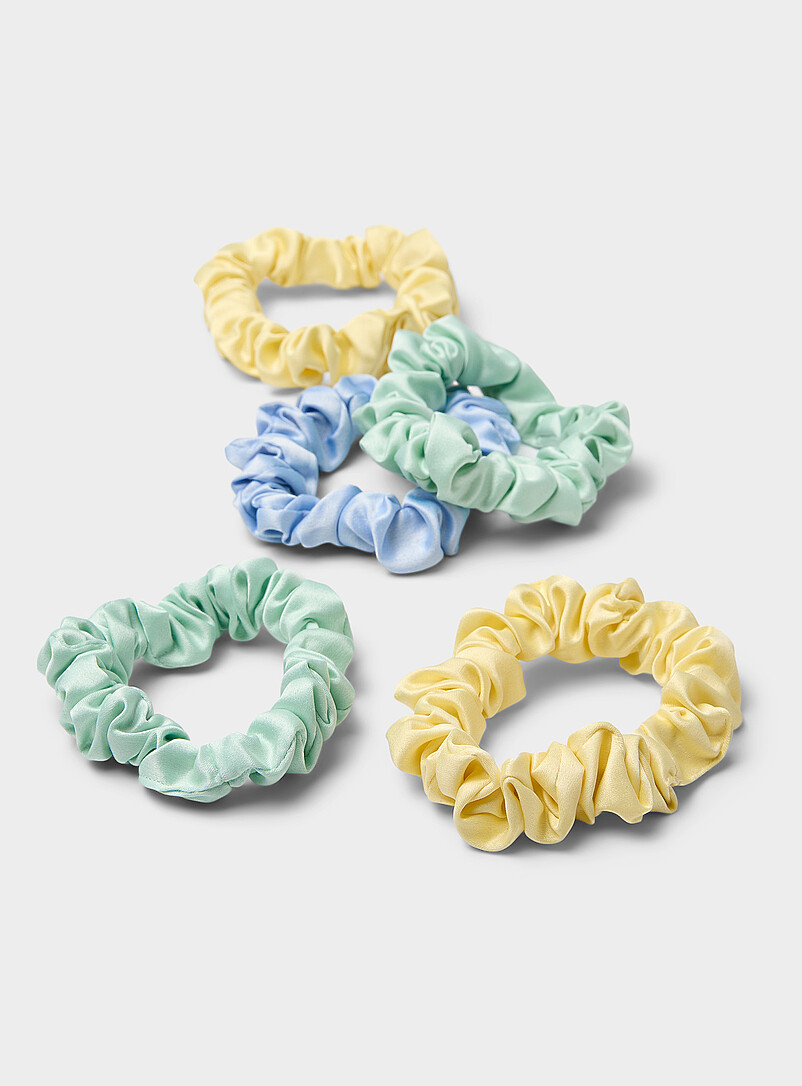 Pastel-Coloured Satin Scrunchies Set Of 5