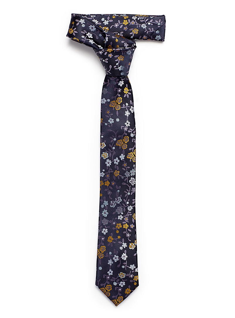 Le 31: La cravate fleurs d'Orient Jaune foncé pour homme