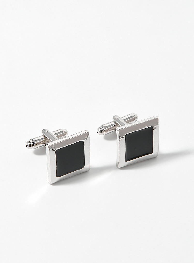 Le 31 Silver Square black cufflinks for men