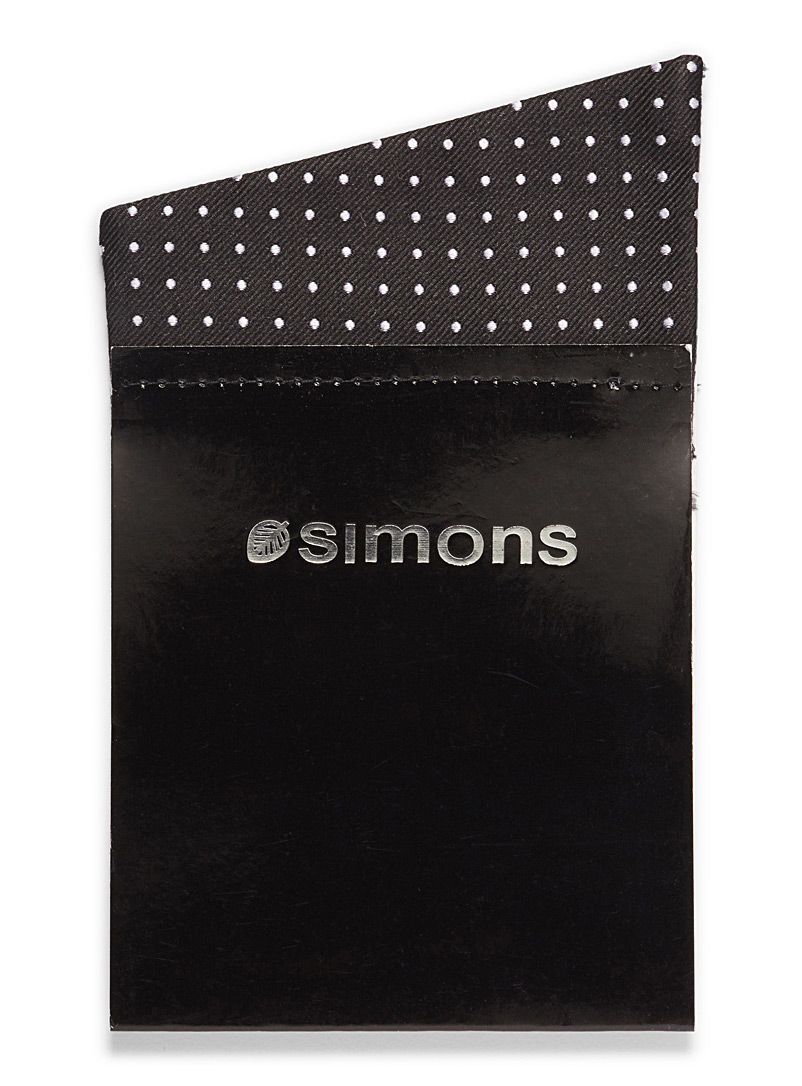 Simons Black Dotted trompe-l'oeil pocket square for men