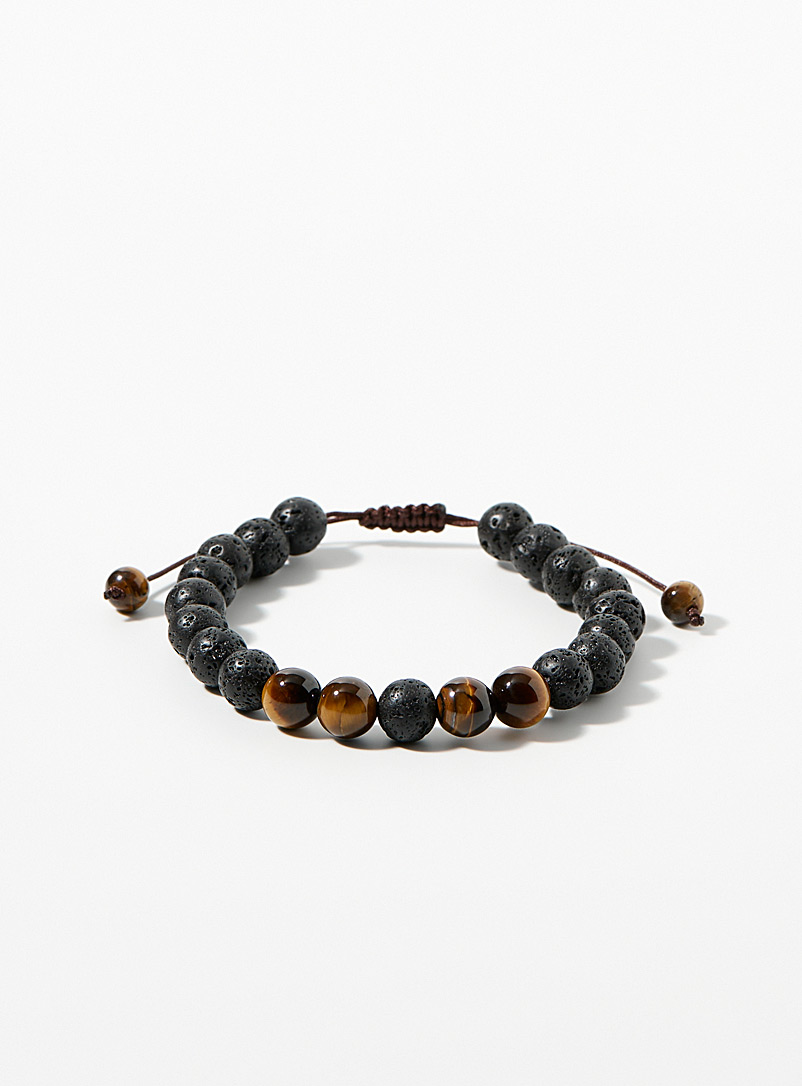 Le 31 Black Lava stone and tiger eye bracelet for men