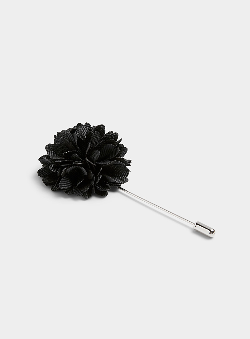 Le 31 Black Flower dome pin for men