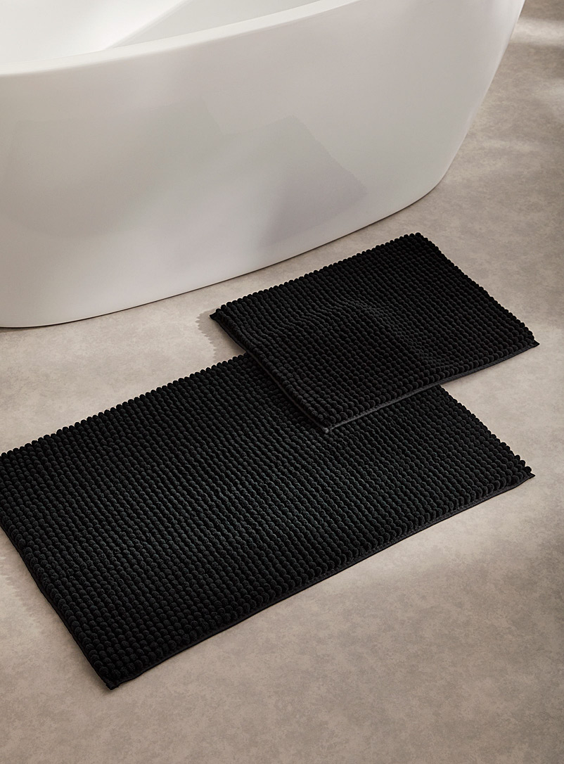 Simons Maison Black Monochrome chenille recycled polyester bath mat 50 x 80 cm