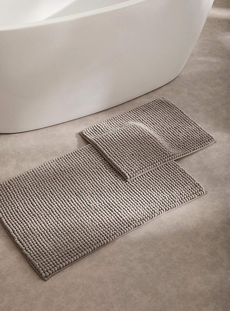 Simons Maison Light Grey Monochrome chenille recycled polyester bath mat See available sizes