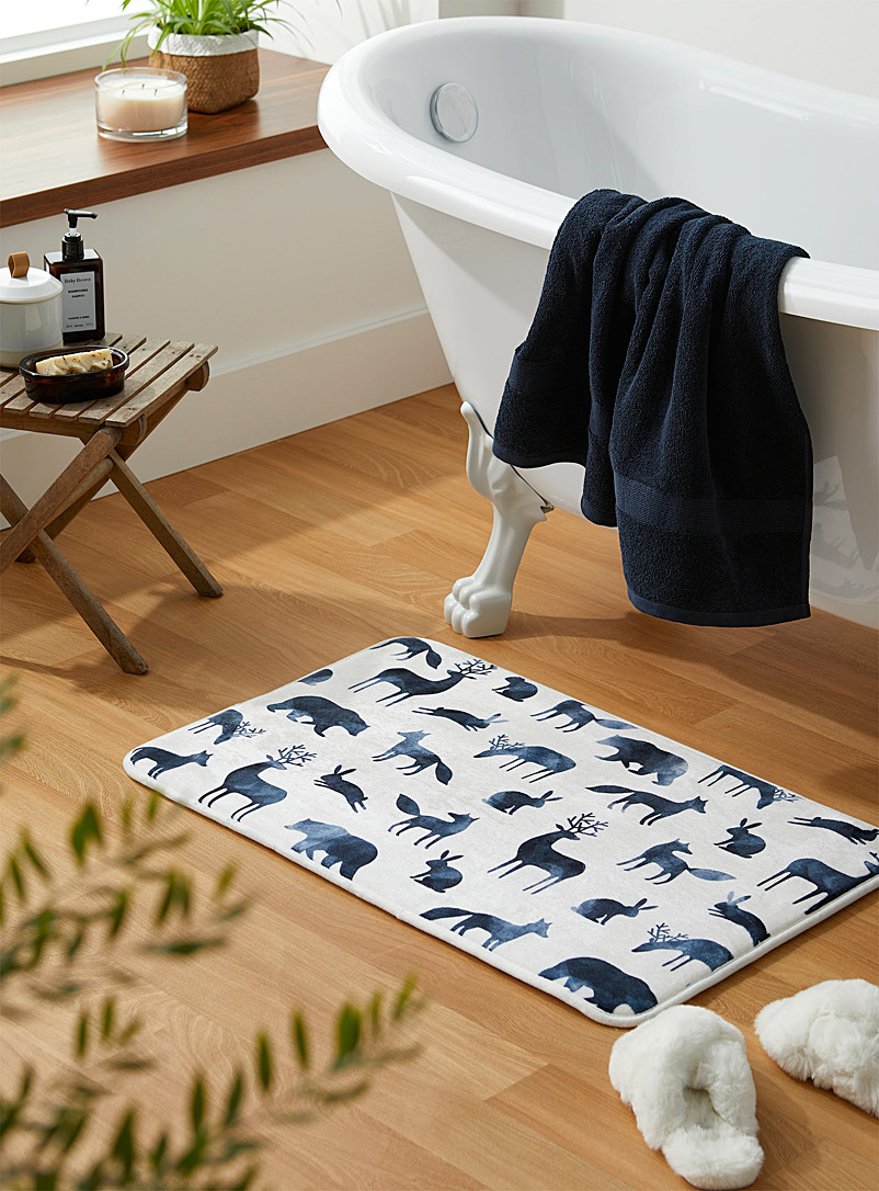 Simons Maison: Le tapis de bain animaux aquarelle 50 x 80 cm Blanc à motifs