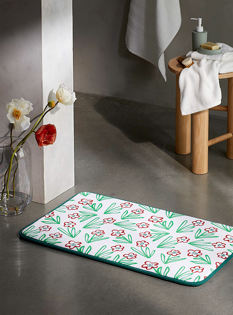 Simons Maison: Le tapis de bain fleurs écarlates 50 x 80 cm Assorti
