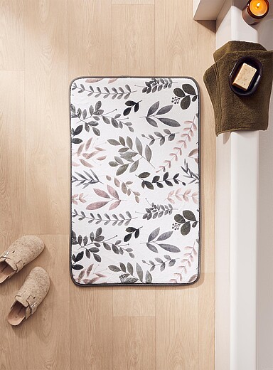 Contrasting foliage memory foam bath mat 50 x 80 cm