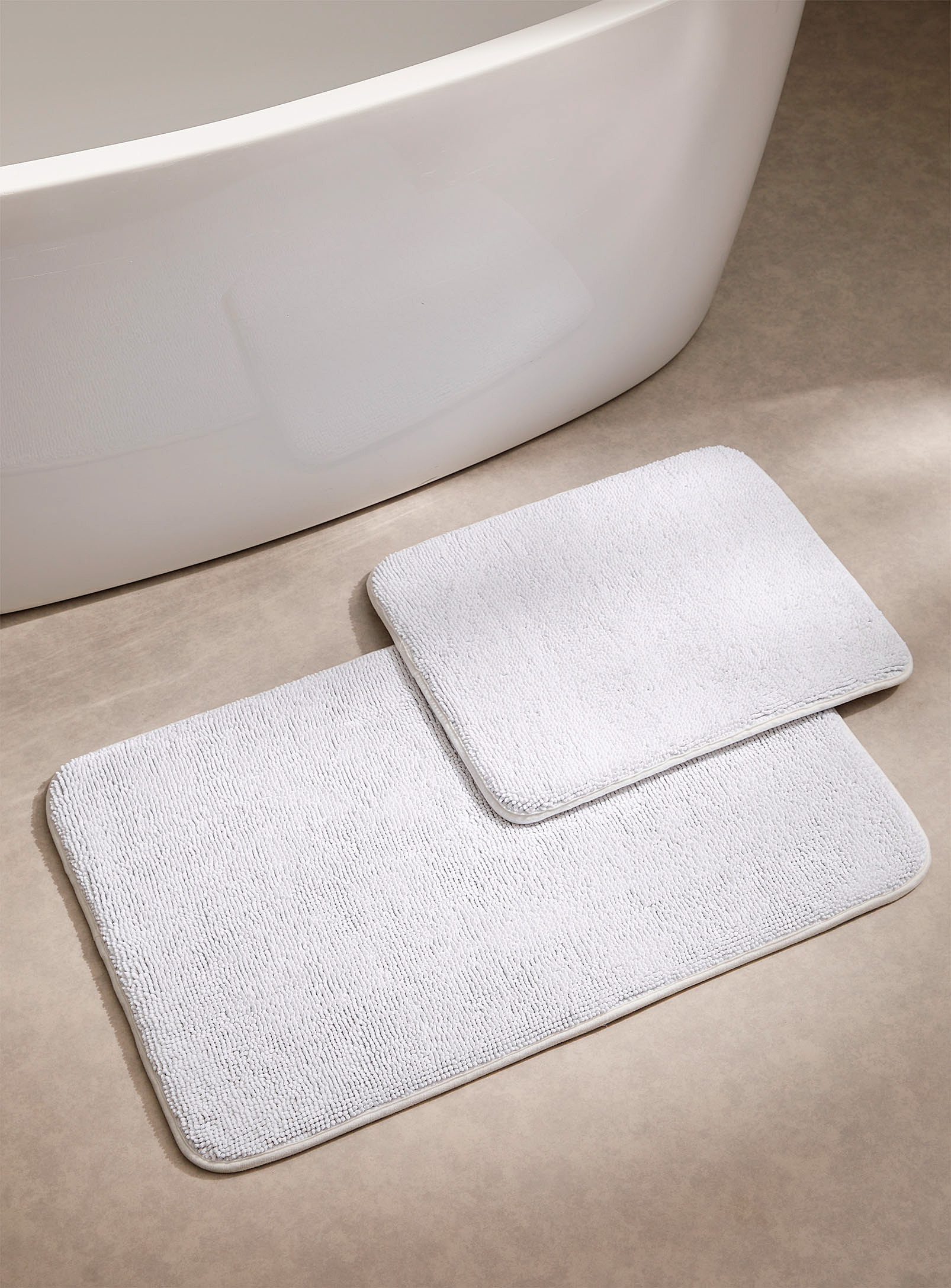 Simons Maison Chenille Memory Foam Bath Mat See Available Sizes In White