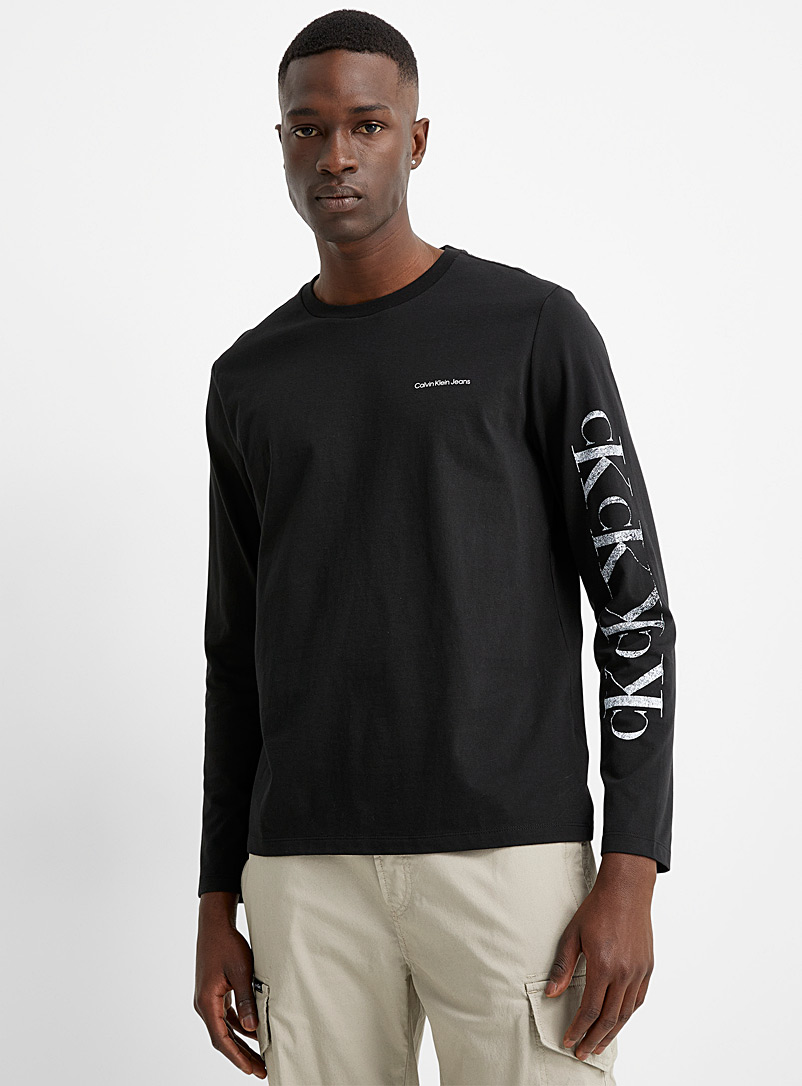 Calvin Klein Black Logo sleeve T-shirt for men