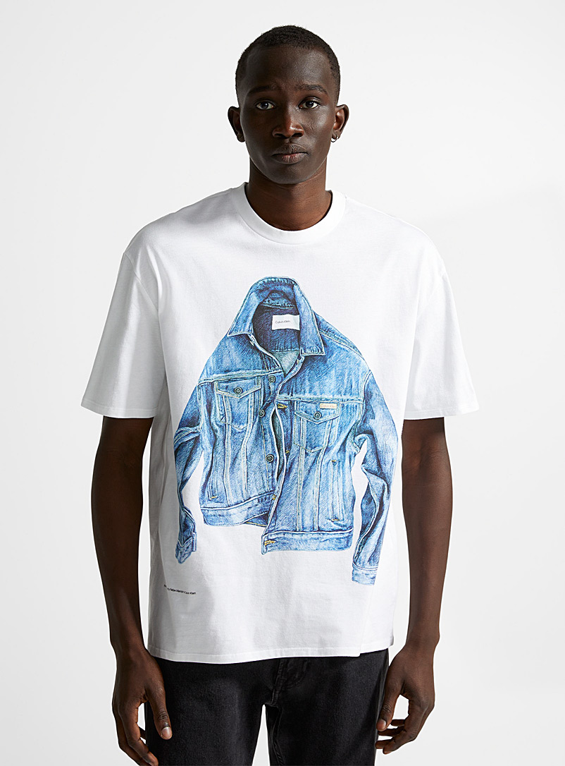 Calvin Klein: Le t-shirt veste de jean Blanc pour homme
