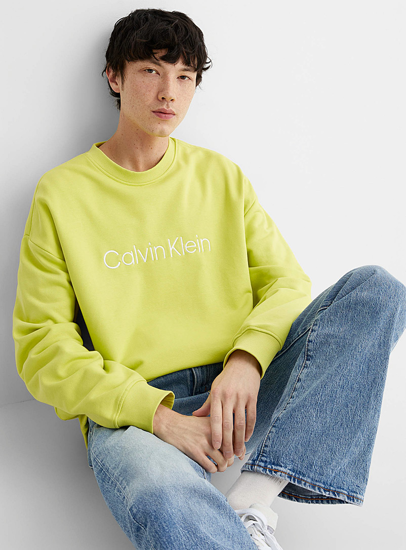 Calvin Klein Lime Green Minimalist logo sweatshirt for men