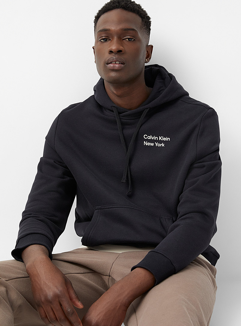 Calvin Klein Black Logo block-back hoodie for men
