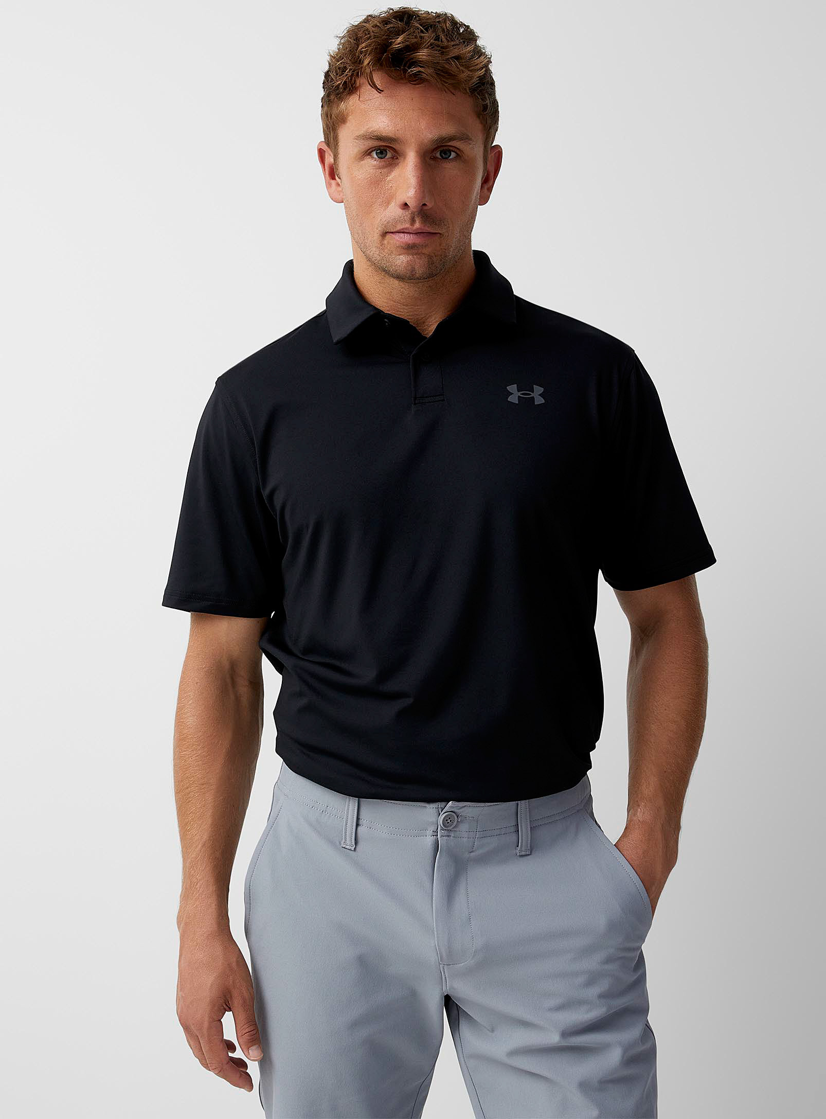 Under Armour Tee To Green Stretch Golf Polo In Black