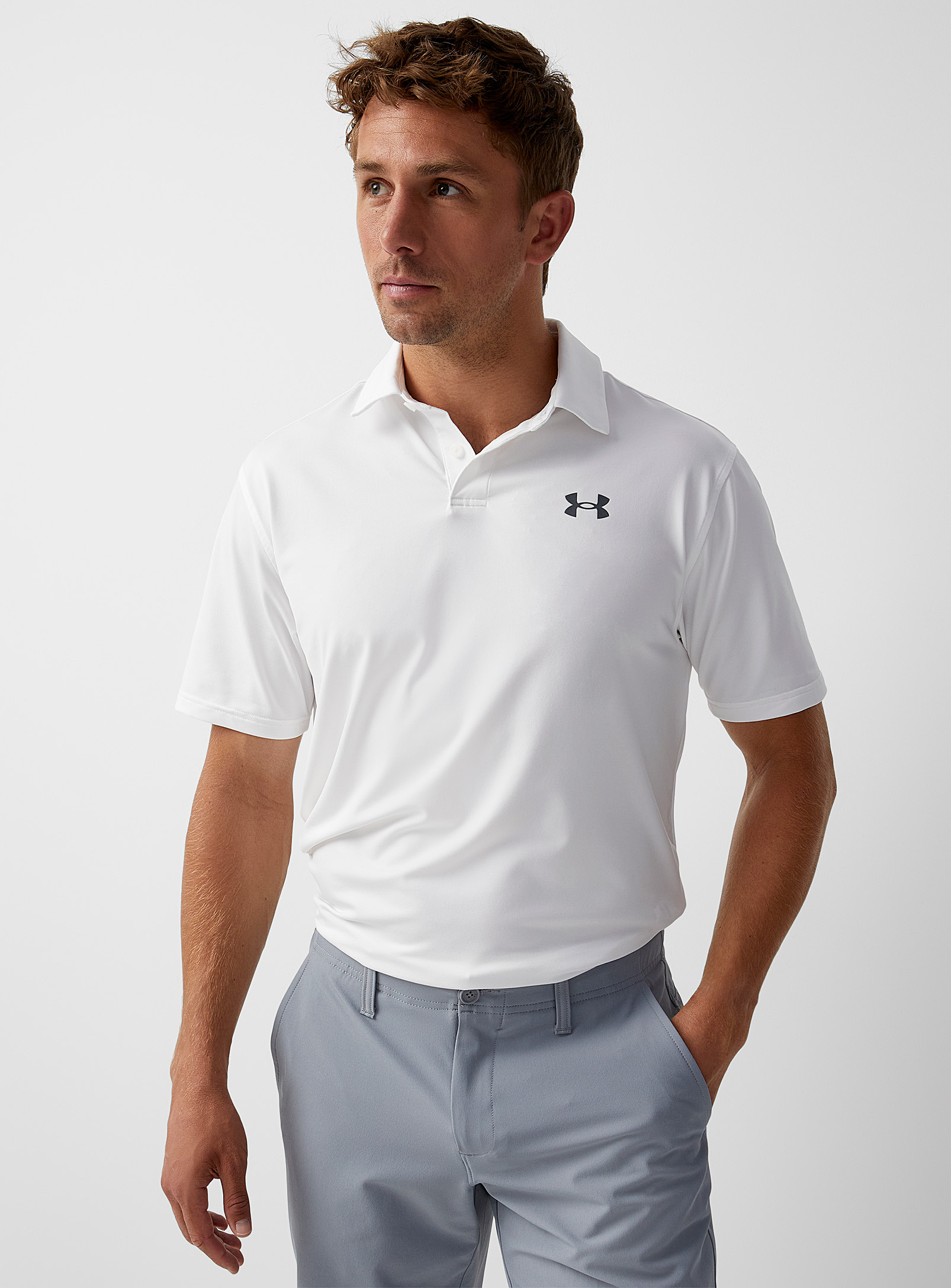 Under Armour Tee To Green Stretch Golf Polo In White