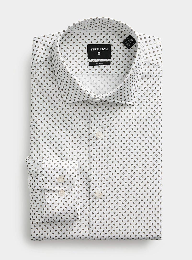 Strellson: La chemise blanche carrés regroupés Coupe ajustée Blanc pour homme