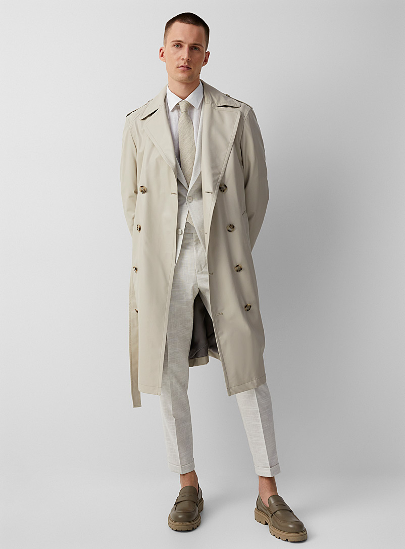 Strellson Sand Faux-leather belted trench coat for men