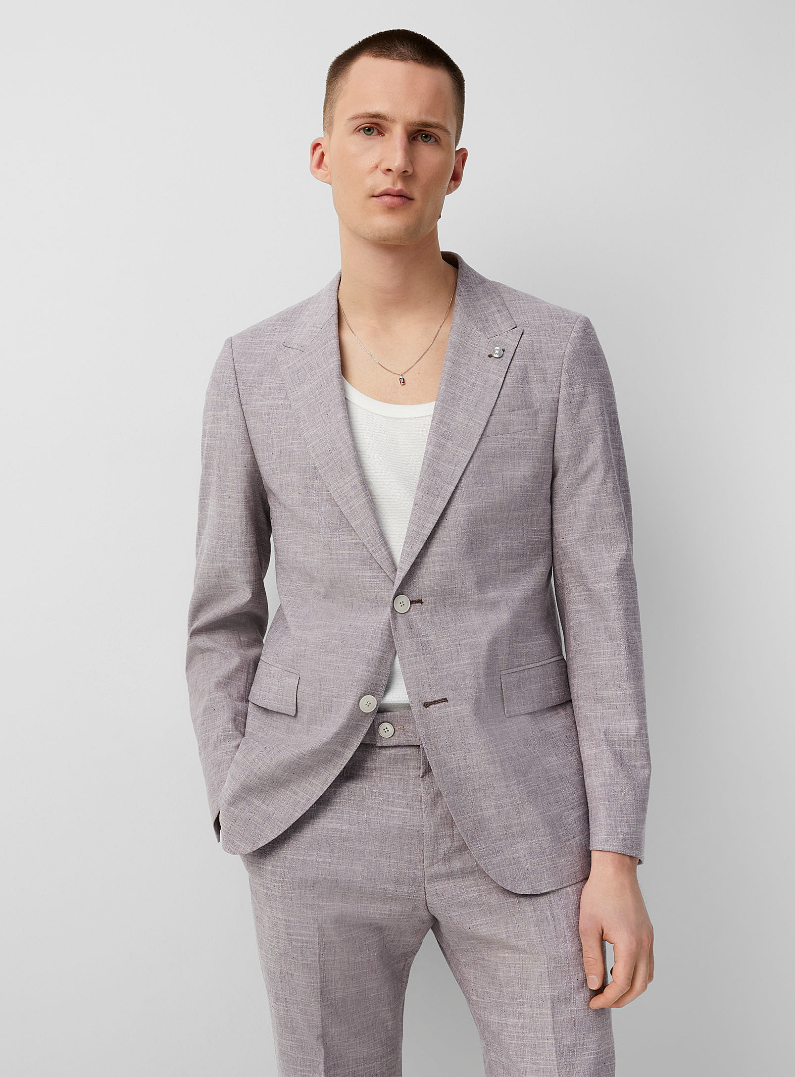 Strellson Tone-on-tone Woven Check Jacket Slim Fit In Mauve