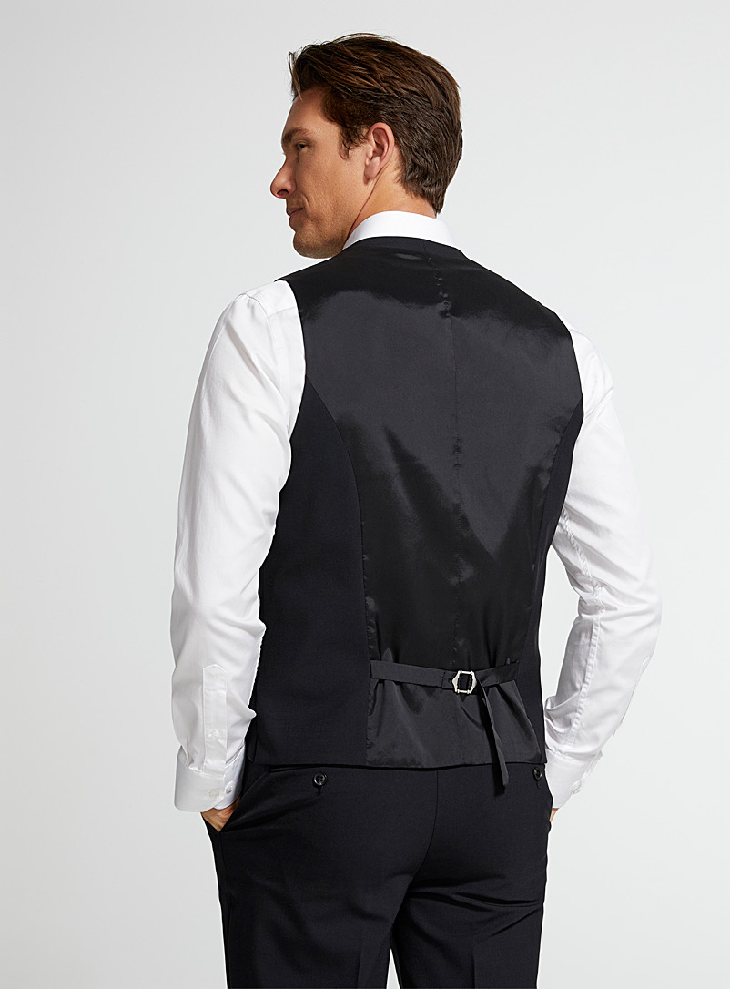 Le 31 Black Wool and recycled polyester vest London fit - Semi-slim for men