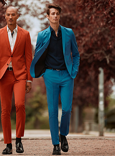 Le 31: Le pantalon coloré Coupe Milano - Super ajustée Bleu moyen-ardoise pour homme