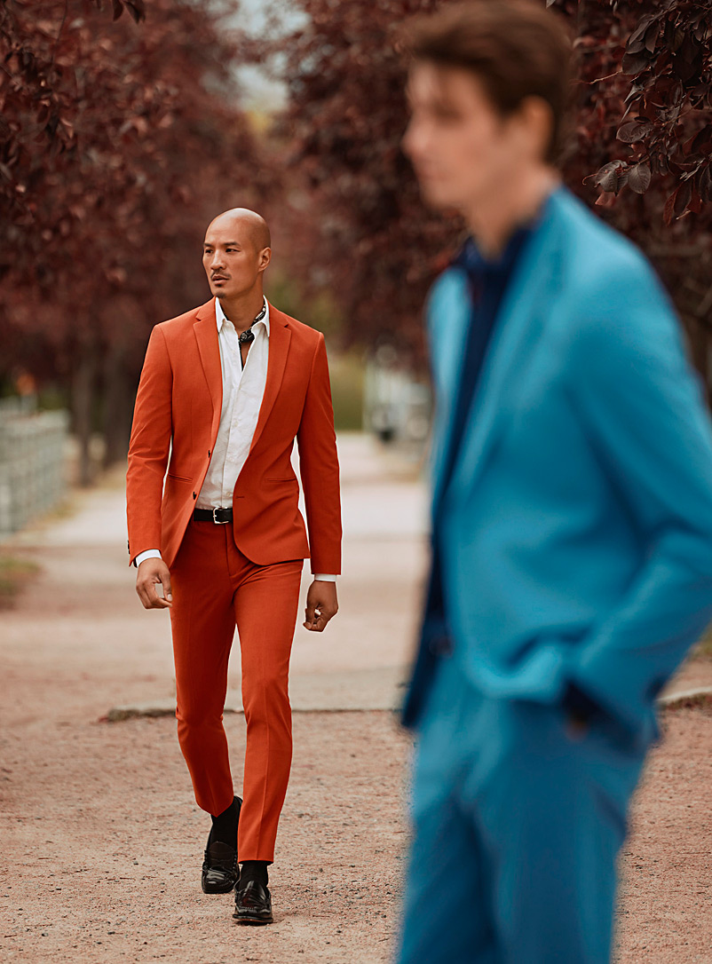 Le 31: Le pantalon coloré Coupe Milano - Super ajustée Orange foncé pour homme