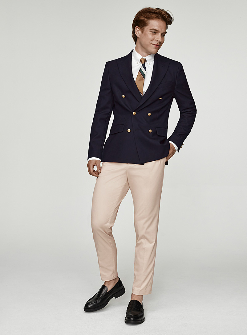 Le 31: Le pantalon extensible sable Coupe Séoul - fuselée Beige crème pour homme