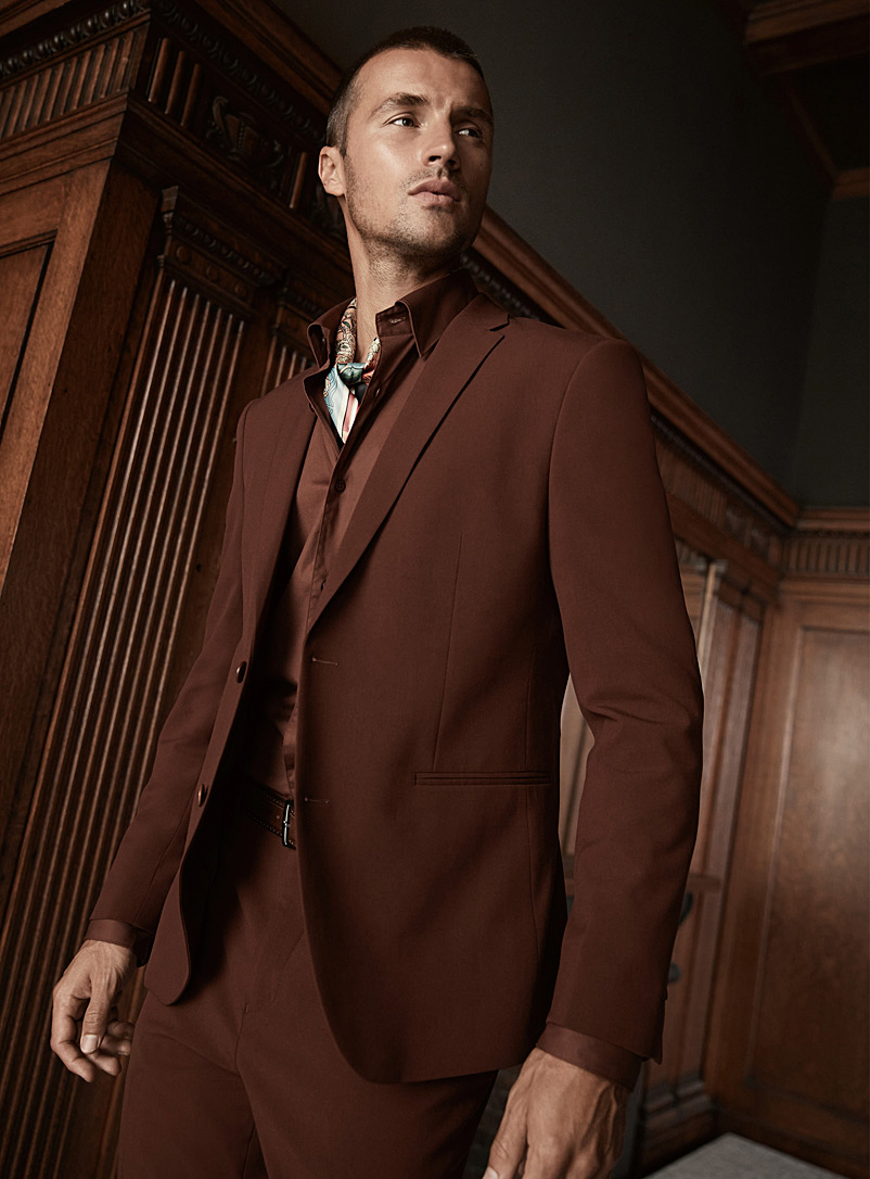 Le 31 Brown Solid coloured jacket Milano fit - Super skinny for men