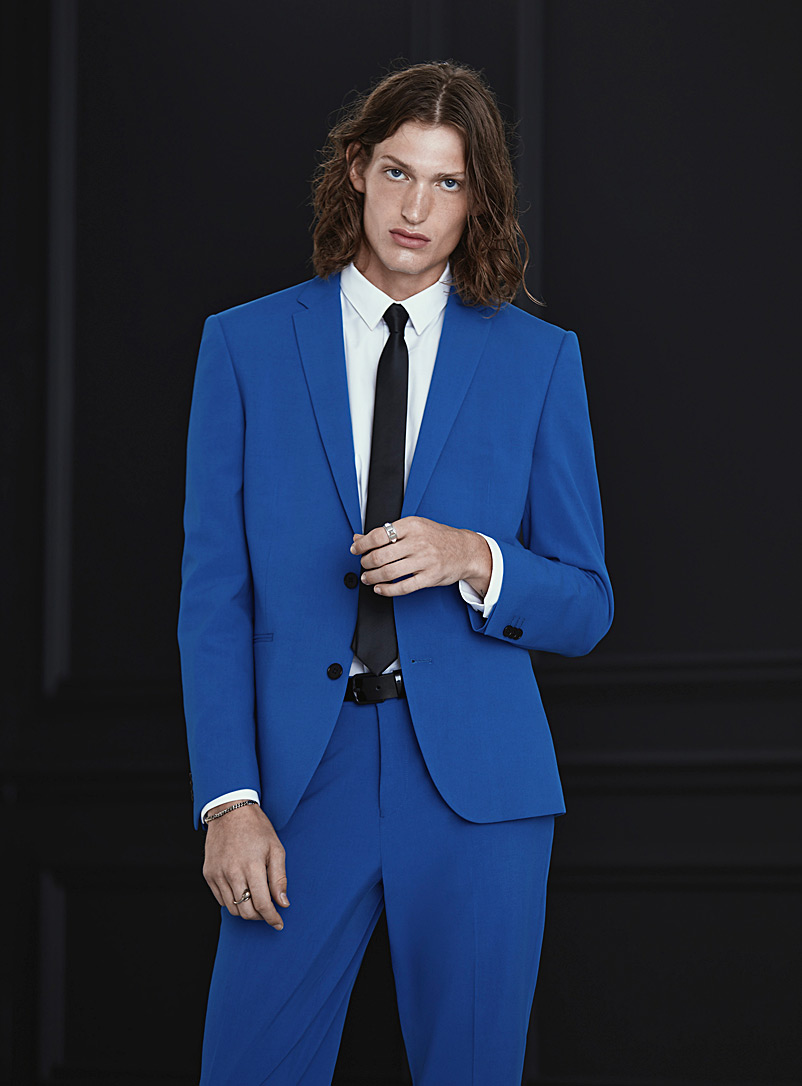 Le 31 Blue Solid coloured jacket Milano fit - Super skinny for men
