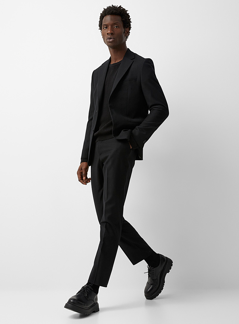 Le 31 Black Marzotto flannel suit Stockholm fit - Slim for men