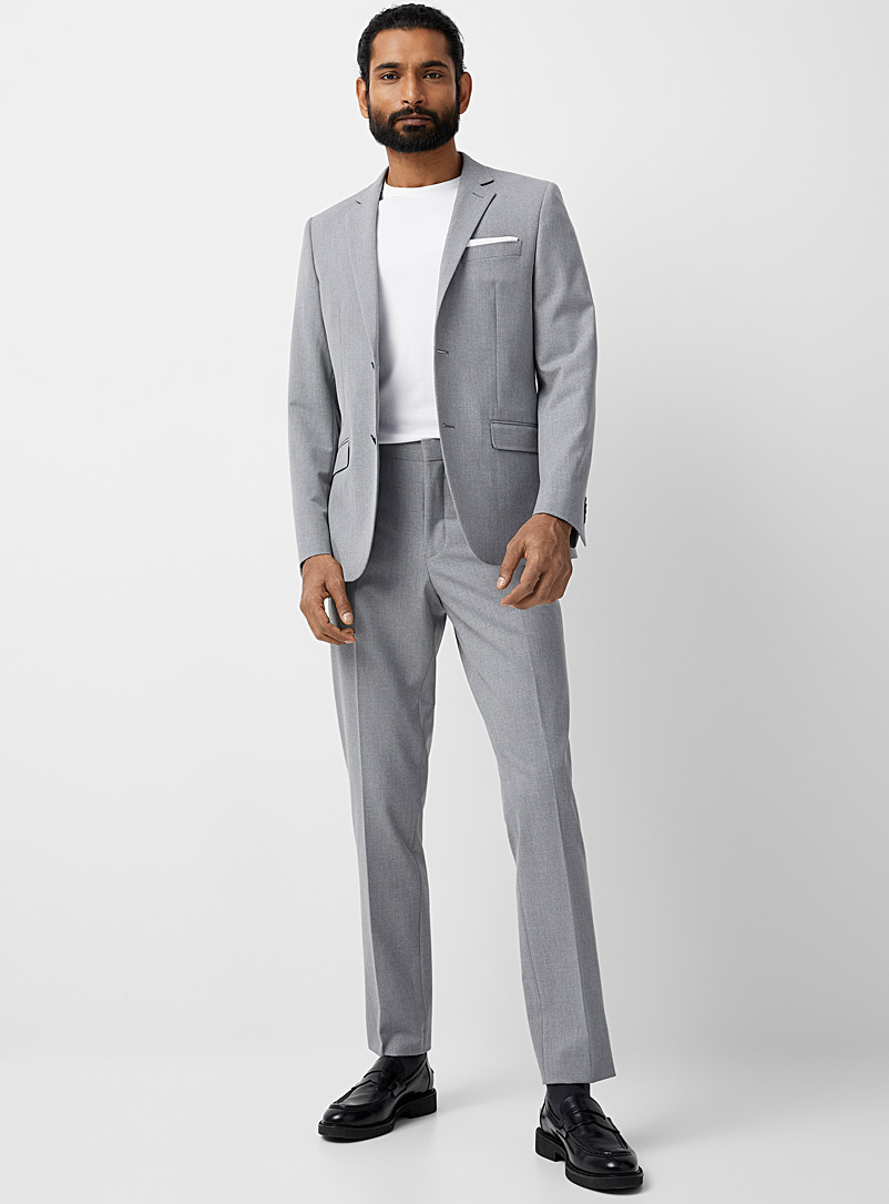 Le 31 Grey Monochrome recycled polyester suit Stockholm fit - Slim for men