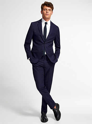 Le 31: Le complet monochrome polyester recycl&eacute; <b>Coupe Stockholm - Ajust&eacute;e</b> Bleu fonc&eacute; - Indigo pour homme