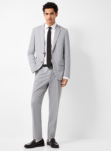 Le 31: Le complet monochrome polyester recycl&eacute; <b>Coupe Stockholm - Ajust&eacute;e</b> Gris ardoise pour homme