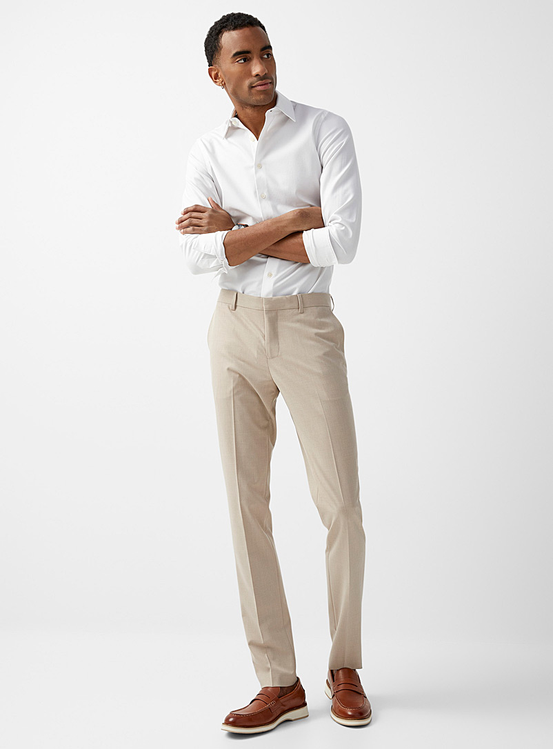 Le 31 Cream Beige Sand heathered pant Milano fit - Super skinny for men