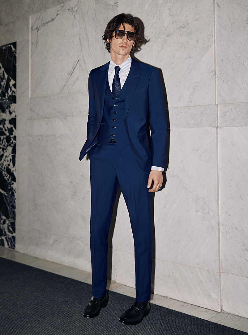 Le 31 Blue Mineral-blue Marzotto wool suit Stockholm fit - Slim for men