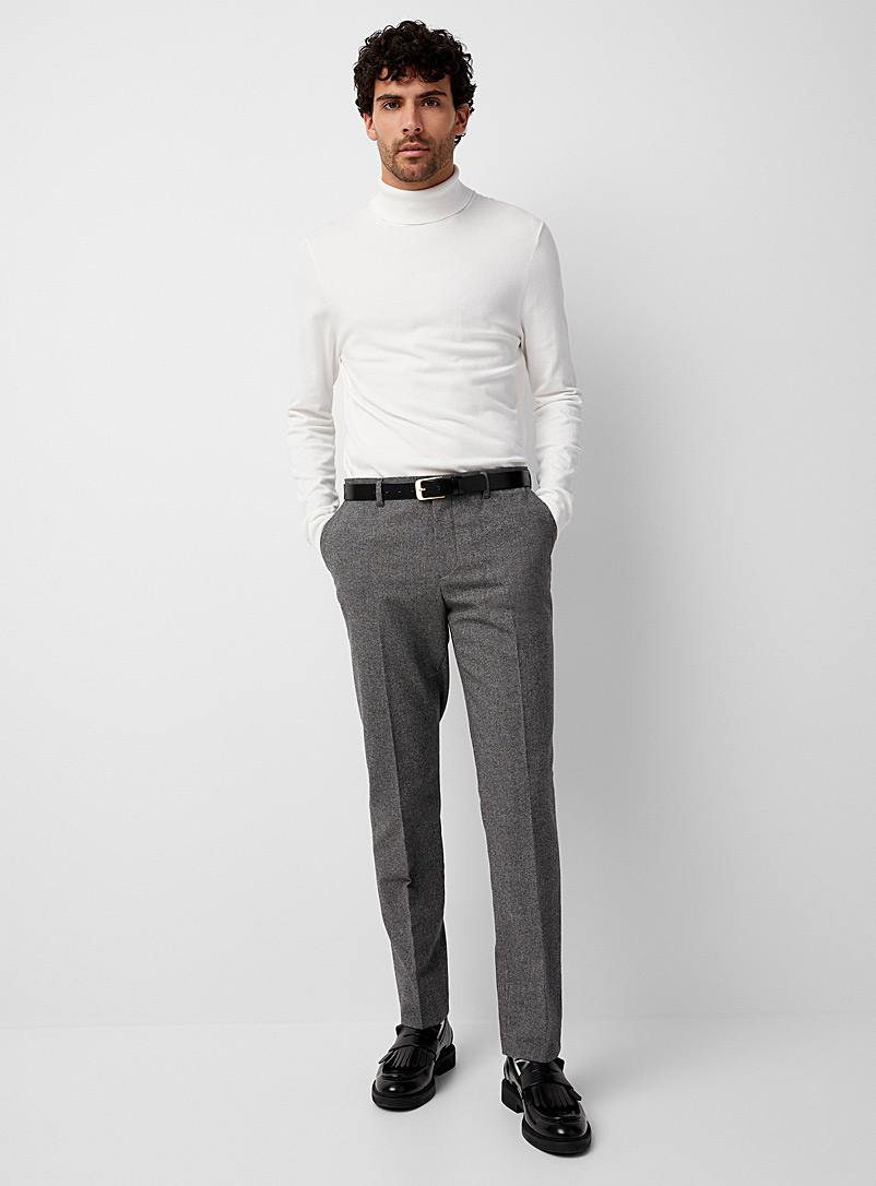 Ash-grey Donegal tweed pant Stockholm fit - Slim | Le 31 | Shop Men's ...