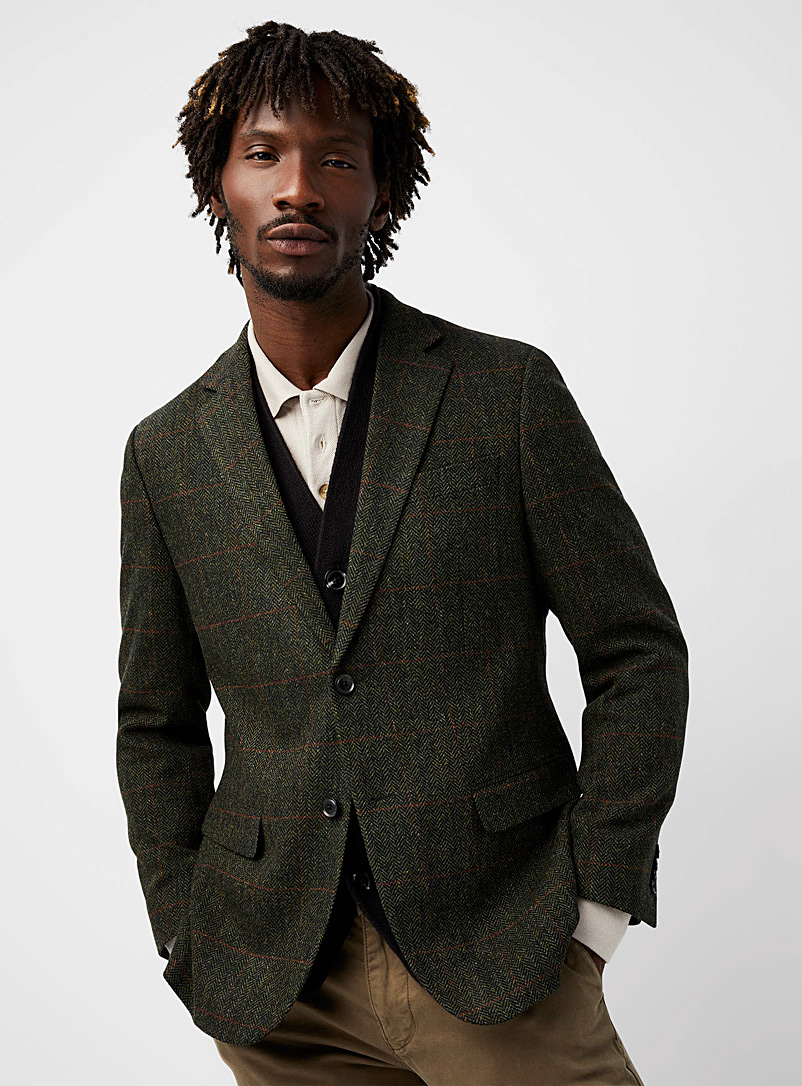 Le 31 Green Chevron check tweed jacket Berlin fit - Regular for men