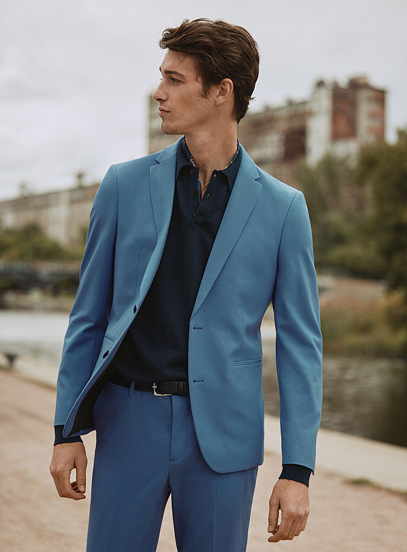 Le 31 Slate Blue Solid colourful jacket Milano fit - Super slim for men