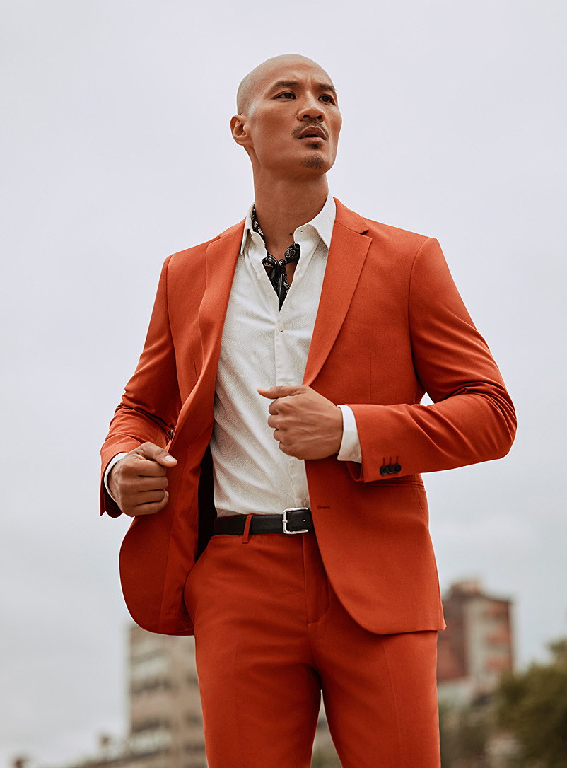 Le 31 Dark Orange Solid colourful jacket Milano fit - Super slim for men