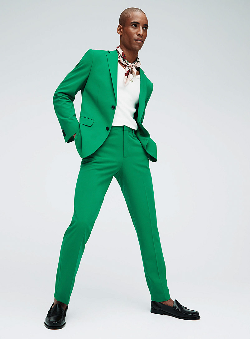 Le 31 Green Coloured twill pant Stockholm fit - Slim for men