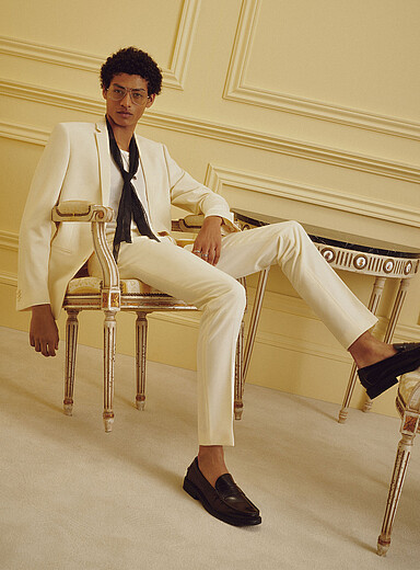 Le 31: Le pantalon uni color&eacute; <b>Coupe Milano - Super ajust&eacute;e</b> Jaune ma&iuml;s - Vanille pour homme