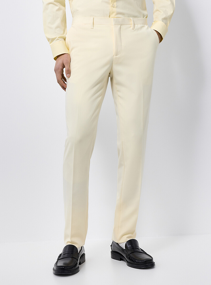 Le 31: Le pantalon uni color&eacute; <b>Coupe Milano - Super ajust&eacute;e</b> Jaune ma&iuml;s - Vanille pour homme